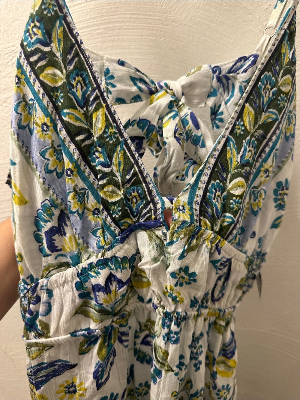 NWT Angie Womens White Blue Floral Tie Back Mini Dress Large - Picture 6 of 11